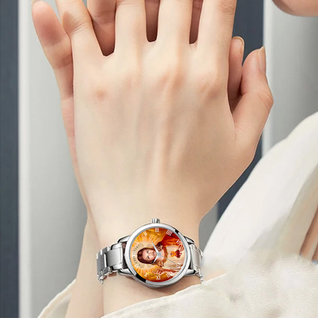 Reloj Jesus Sagrado Corazon Acero Dama